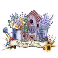 Welcome Spring Sign, Spring Flower Bucket Sign, Welcome Signs, Spring Sign, Metal Wreath Sign