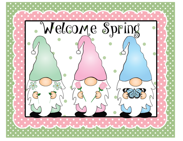 Welcome Spring Sign, Spring Sign, Gnome Signs, Everyday Sign, Metal Wreath Signs, Wreath Center, Craft Embellishment