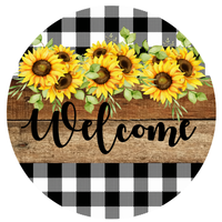 Welcome Sign, Sunflower Sign, Summer/Fall Sign, Everyday Sign, Metal Round Wreath Sign, Craft Embellishment