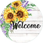 Welcome Sign, Sunflower Sign, Lavender Sign, Farmhouse Sign, Signs, Everyday  Sign, Home Decor, Metal Round Wreath Sign