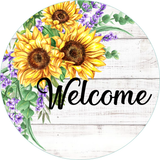 Welcome Sign, Sunflower Sign, Lavender Sign, Farmhouse Sign, Signs, Everyday  Sign, Home Decor, Metal Round Wreath Sign