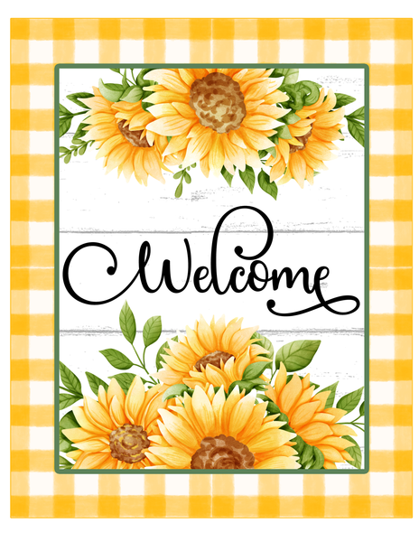 Welcome Sign, Sunflower Sign, Spring/Summer Signs, Everyday Sign, Signs, Square Metal Wreath Sign, Wreath Center, Craft Embellishment