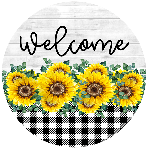 Welcome Sign, Sunflower Sign, Summer/Fall Sign, Everyday Sign, Metal Round Wreath Sign, Craft Embellishment