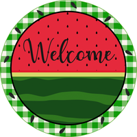 Welcome Watermelon Sign, Summer Sign, Signs, Round Metal Wreath Sign, Craft Embellishment