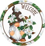 Welcome Sign, Magnolia Gnome Sign, Summer Everyday Sign, Round Metal Wreath Signs