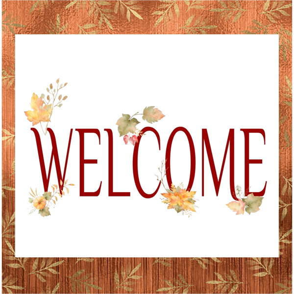 Welcome with Fall Leaves Sign, Welcome Sign, Fall Wreath Sign, Metal Wreath Sign, Craft Embellishment