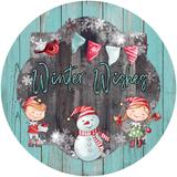 Winter Wishes Sign, Snowman Sign, Christmas Sign, Winter Signs, Metal Round Wreath, Wreath Center, Craft Embellishments
