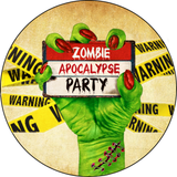 Zombie Party Sign, Apocalypse Sign, Halloween Sign, Metal Round Wreath Sign, Craft Embellishment