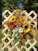 Sunflower Tobacco Basket, Fall Home Decor, Sunflower Decor, Fall Wreath