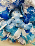 Elephant Wreath, Winter Wreath, Snowflake Wreath, Blue Winter Wreath, Wreath