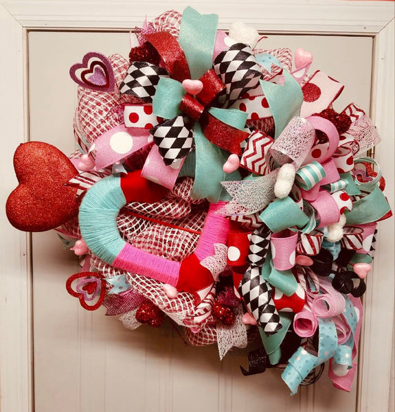 Valentines Wreath, Valentines Day Decor, Front Door Wreath, Heart Decor