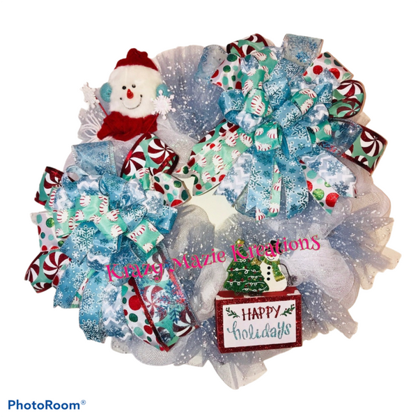 Snowman Wreath, Holiday Wreath, Christmas Wreath, Winter Wreath, Christmas