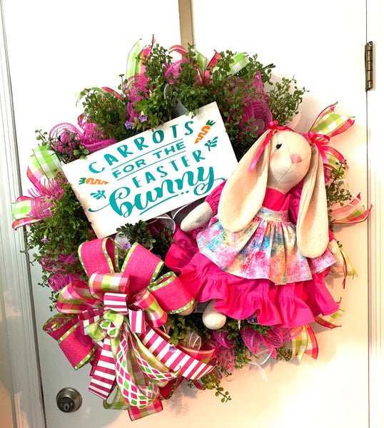 Easter Wreath, Easter Bunny Wreath, Bunny Wreath, Bunny Decor, Easter Decor, Wreath, Krazy Mazie Kreations